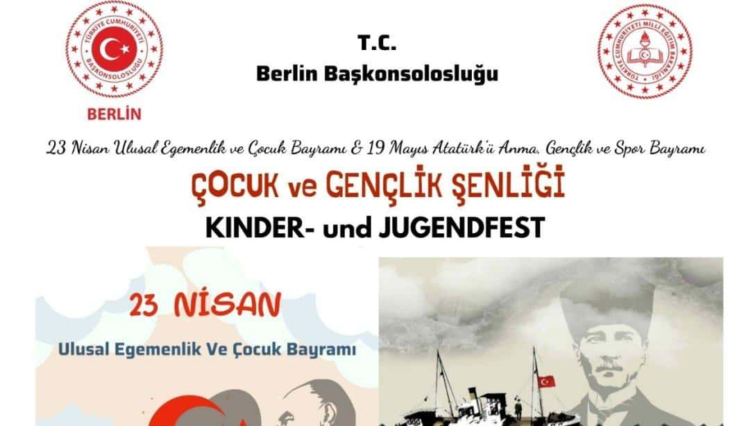 23 Nisan Ulusal Egemenlik ve Çocuk Bayramı ile 19 Mayıs Atatürk'ü Anma, Gençlik ve Spor Bayramı vesilesiyle gerçekleşecek olan Çocuk ve Gençlik Şenliğine davetlisiniz